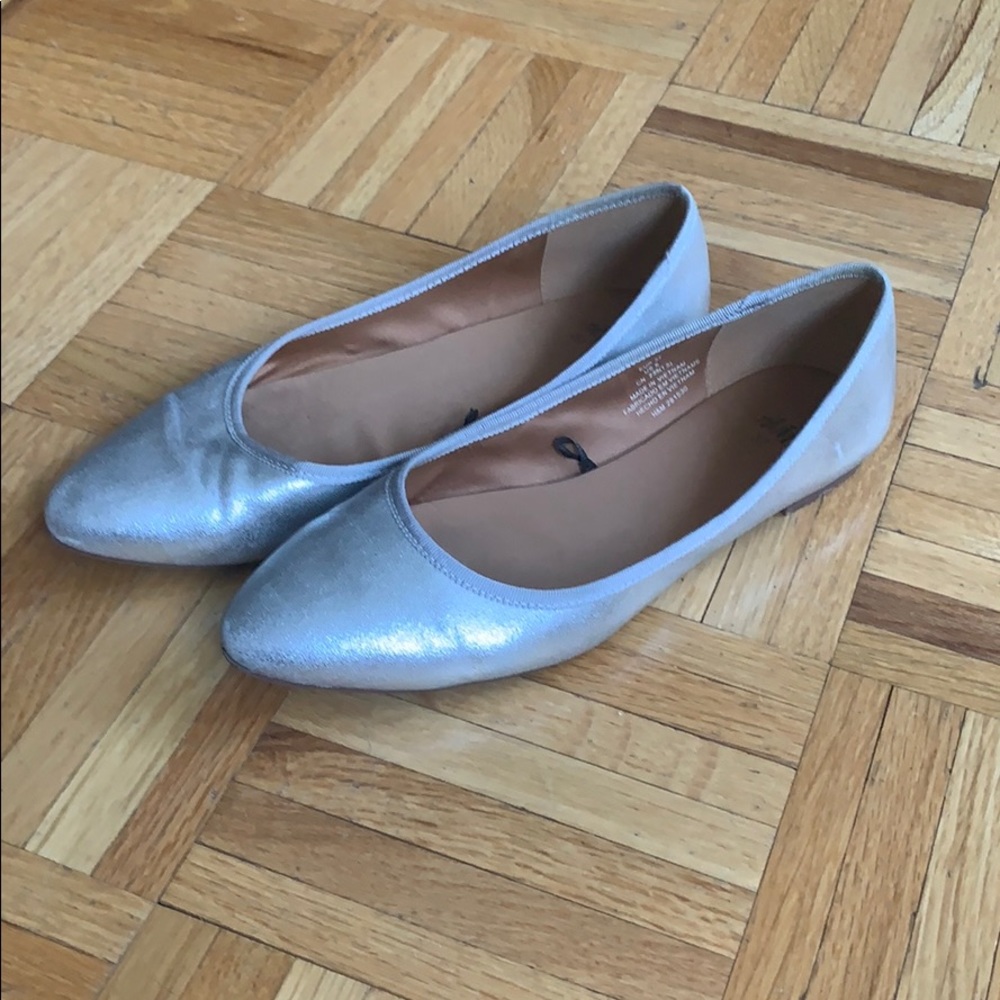 Silver slip on ballet flats, size 7